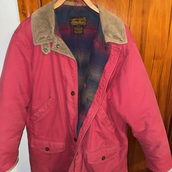 Eddie Bauer Other - Vintage 90s Eddie Bauer Premium Goose Down Coat Mens Red W Brown Corduroy Collar